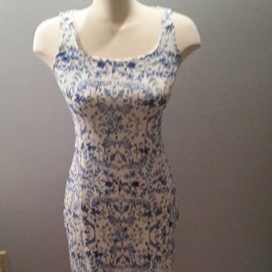 Blue and white sleeveless dress